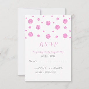 Carte de réponse Confetti Parties scintillant rose
