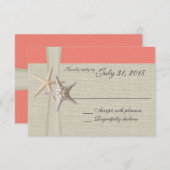 Carte de réponse Coral Beach et Burlap (Devant / Derrière)