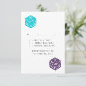 Carte de réponse D20 turquoise/violette (Debout devant)