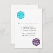 Carte de réponse D20 turquoise/violette (Devant / Derrière)