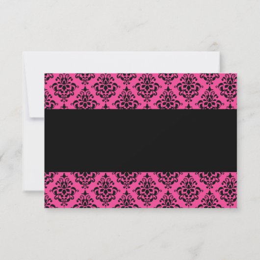 Carte de réponse Damas rose et noir (Dos)