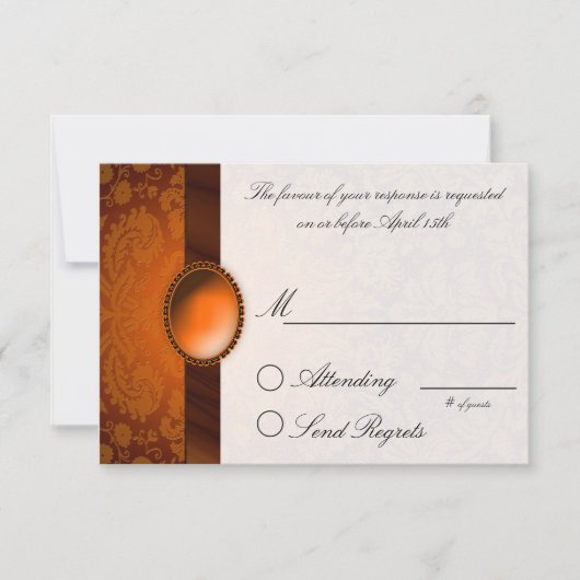 Carte de réponse Damask Ribbon Copper (Devant)