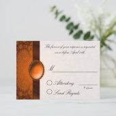 Carte de réponse Damask Ribbon Copper (Debout devant)