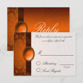 Carte de réponse Damask Ribbon Copper (Devant / Derrière)