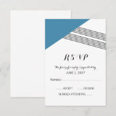 Carte de réponse de bande géométrique bleue (Devant / Derrière)