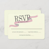 Carte de réponse de bannière de ruban rose (Devant / Derrière)