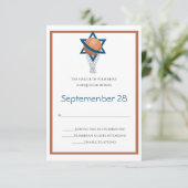 Carte de réponse de basket-ball juif bleu orange (Debout devant)