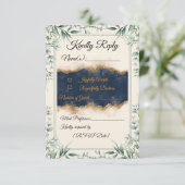 Carte de réponse de bordure florale | Mariage élég (Debout devant)