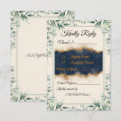 Carte de réponse de bordure florale | Mariage élég (Devant / Derrière)