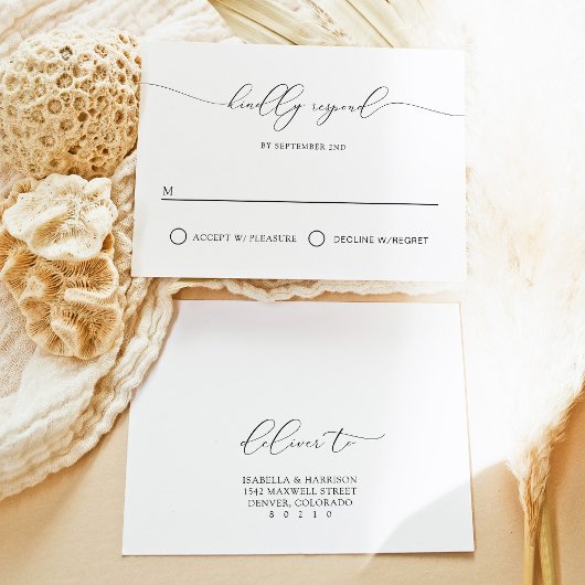 Carte de réponse de calligraphie moderne simple