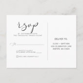 Carte de réponse de calligraphie simple noir et bl (Dos)