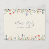 Carte de réponse de choix de menu de fleur sauvage (Devant)