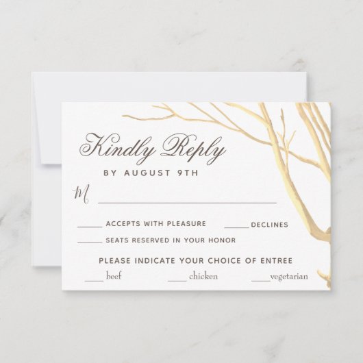 Carte de réponse de choix de menu de mariage avec (Devant)