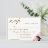 Carte de réponse de choix de menu de mariage flora (Debout devant)
