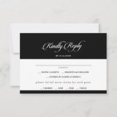 Carte de réponse de choix de menu noir et blanc cl (Devant)