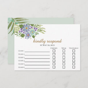 Carte de réponse de choix de repas de Feuilles d'a