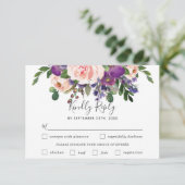 Carte de réponse de choix de repas de mariage flor (Debout devant)