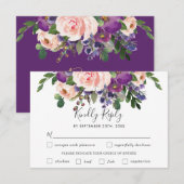 Carte de réponse de choix de repas de mariage flor (Devant / Derrière)