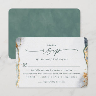 Carte de réponse de choix de repas de mariage vert