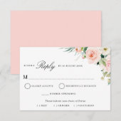 carte de réponse de choix de repas florale rose mo (Devant / Derrière)