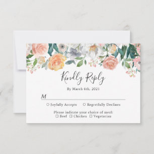 Carte de réponse de choix de repas pour mariage fl
