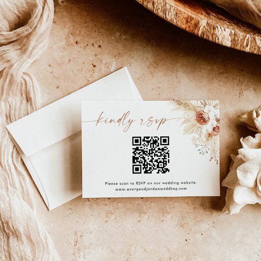 Carte de réponse de code QR | Carte RSVP Boho Wedd