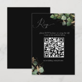 Carte de réponse de code QR Eucalyptus Aquarelle N (Devant / Derrière)