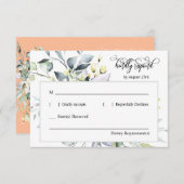 Carte de réponse de code QR Feuilles écolo de pêch (Devant / Derrière)