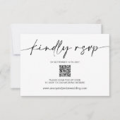Carte de réponse de code QR | RSVP noir et blanc p (Devant)