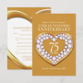 Carte de réponse de cœur pour les 75 ans de mariag (Devant / Derrière)