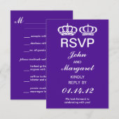 Carte de réponse de couple royal violet (Devant / Derrière)