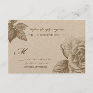 Carte de réponse de croquis rose à Sepia