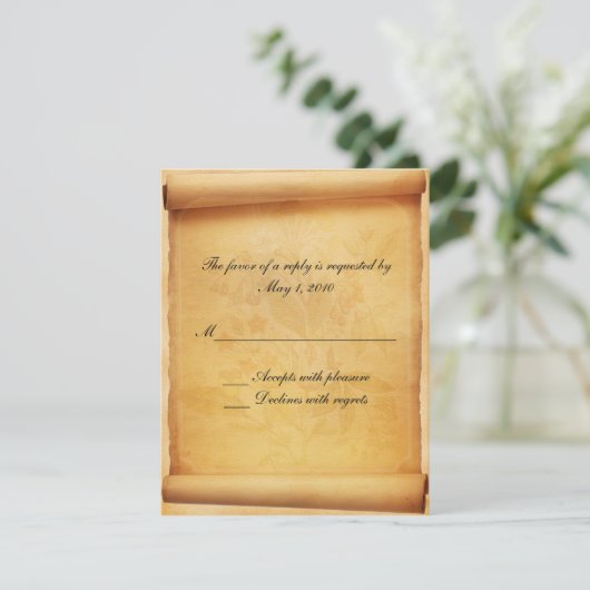 Carte de réponse de défilement de parchemin (Debout devant)