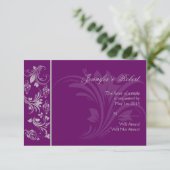 Carte de réponse de défilement florale violet et a (Debout devant)