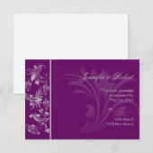 Carte de réponse de défilement florale violet et a (Devant / Derrière)