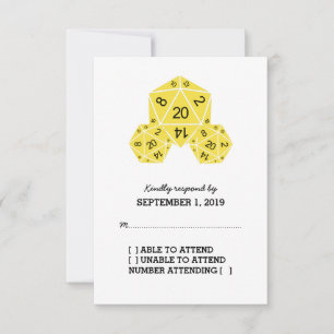 Carte de réponse de dés D20 jaune