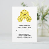 Carte de réponse de dés D20 jaune (Debout devant)