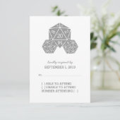 Carte de réponse de dés gris D20 (Debout devant)