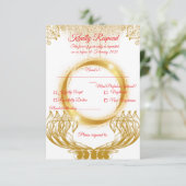 Carte de réponse de design or élégant sur fond bla (Debout devant)