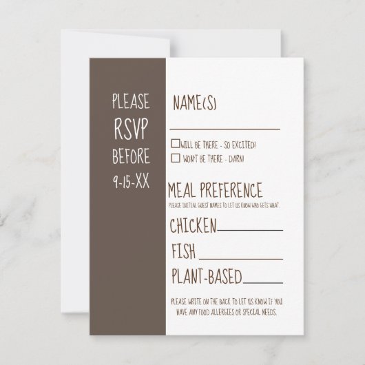 Carte de réponse de Faire-part de mariage RSVP Rus (Devant)