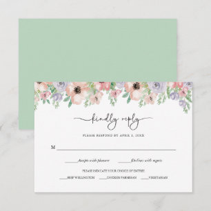 Carte de réponse de fête florale pastel élégante