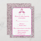 Carte de réponse de Flamant rose de Parties scinti (Devant / Derrière)