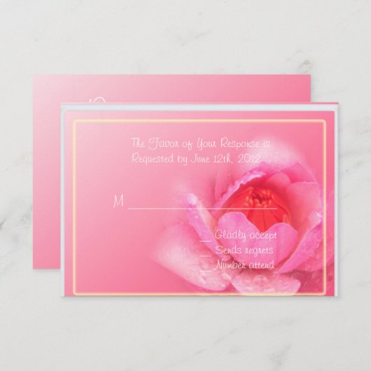 carte de réponse de fleur de nénuphar rose (Devant / Derrière)