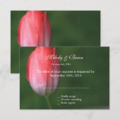 carte de réponse de fleur de tulipe rose, invitati (Devant / Derrière)