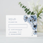 Carte de réponse de fleur transparente bleue RSVP (Debout devant)