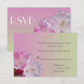 carte de réponse de fleurs de rhododendron rose (Devant / Derrière)