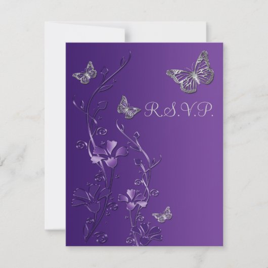 Carte de réponse de fleurs violettes et grises ave (Devant)