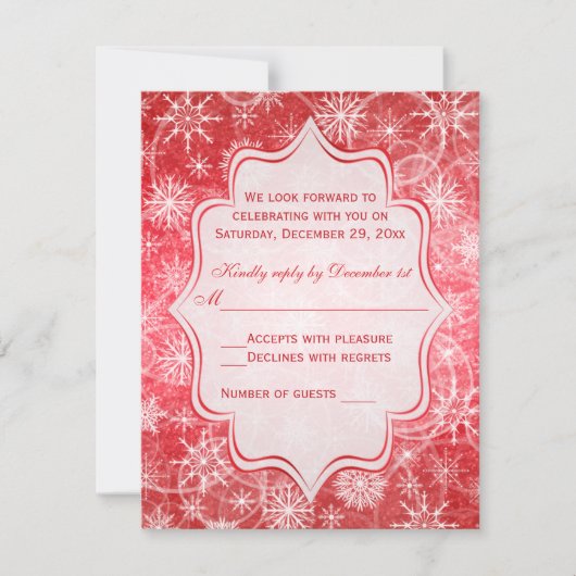 Carte de réponse de flocons de neige rouges et bla (Devant)