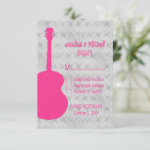 Carte de réponse de Grunge de guitare rose chaud (Debout devant)