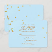 Carte de réponse de invitation avec confettis bleu (Devant / Derrière)